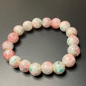 140 Pink Glass Flower Agate Bracelet
